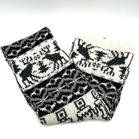 GAP ICELANDIC style wool scarf super warm and comfy black & ivory - Picture 1 of 4